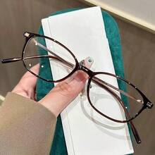 韩国时尚棕色小框老花镜女款超轻高清老年人眼镜+100-+400 - 白色 - 查看 21