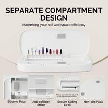Acrylic Nail Tool Storage Box (Only Box), Portable Dustproof Stand Displayer Holder Organizer Container Manicure Efile Accessories Nail Drill Kit Case, Travel Salon Home ReadyToGoTravelEssentials - 白色 - 查看 3
