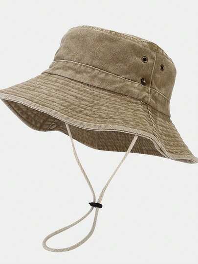 1 件纯色宽边渔夫帽休闲运动太阳帽可调节渔夫帽户外运动礼物