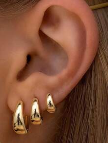 Set mit goldfarbenen Creolen für Damen, dicke goldene und silberne Ohrringe, 14 Karat Goldfüllung, hypoallergen, kleine Huggie Creolen, leicht, dicke Creolen-Ohrringe zum Stapeln für mehrfache Piercings, 3 Paar - Ohrringe - Übersicht 8