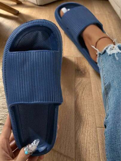 Unisex Couple EVA Thick Sole Slippers, Simple Comfortable Indoor Bathroom Non-Slip Soft Slides, Lightweight For All Seasons