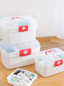 1pc Medical Storage Box, Large Capacity Home & Dorm Portable Medicine & Supplies Container, Small Home First Aid Kit, Christmas, Easter, Thanksgiving, Halloween Gift