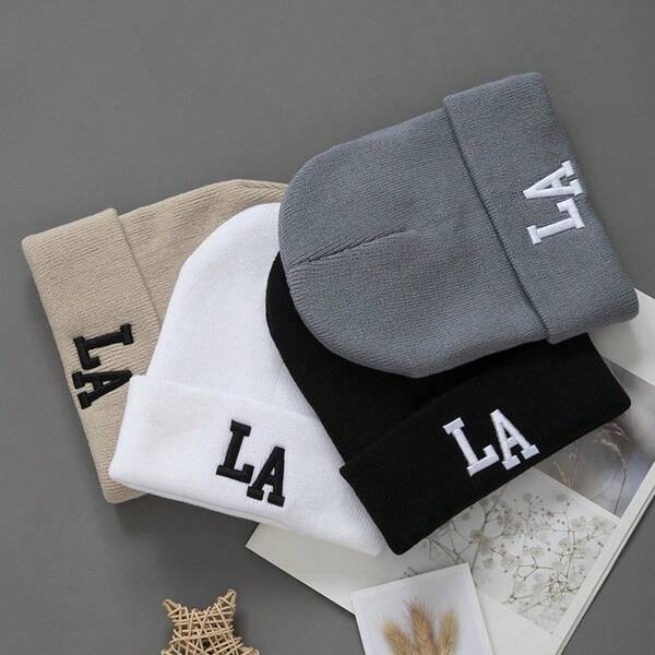 1/2/3pcs Knitted Embroidery Hat Autumn Winter Warm Kids Infant For Men Women Cap Letter Embroidered Fashionable Hip-Hop Hat Beanie Fall Outfit