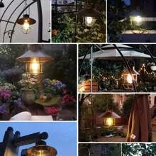 1 pieza Lámpara colgante de hierro forjado solar, lámpara paisajística de jardín, araña decorativa del patio o balcón, arte decorativo solar del patio