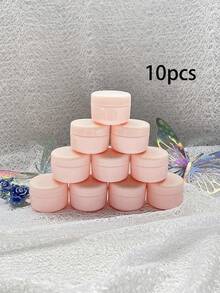 10pcs Solid Color PP Minimalist 10g Travel Bottles Portable For Powder Cream Container Empty Plastic Sample Container For Cream Lotion Powder Round Cosmetic Pot Jars With Lids Nail Remover Makeup Remover For Travel Storage Cream Jars Leakproof For Bathroom And Travel For Men And Women Travel Accessories Travel Containers - Pink - View 1