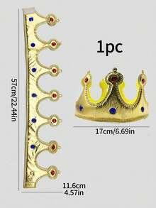 1/2件成人金色国王皇冠钻石布王子服装头饰蛋糕装饰生日派对皇冠帽 - 彩色 - 查看 3