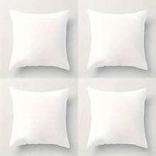 4pcs Set Modern White Decorative Pillow Covers With Zipper Closure - Machine Washable Polyester, Contemporary Design For Home, Car, Bedroom, Office | Minimalist Decorative Pillow Covers, Inserts Not Included
