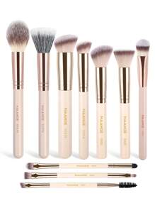 MAANGE 7/8/9/10/20/25件套化妆刷套装，包含腮红刷、粉底刷、眼影刷、睫毛刷、眉刷、唇刷、修容刷、散粉刷、遮瑕刷等。化妆工具套装，化妆刷套装，化妆刷套装，化妆刷套装，全套化妆刷，化妆刷套装，全套化妆工具，化妆刷套装，化妆刷套装，化妆礼盒套装 - 卡其色 - 查看 14