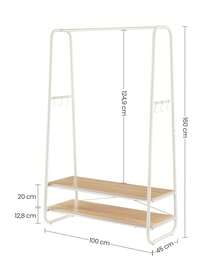 portant à Vêtement, Porte-Manteaux, Armoire, Vestiaire, avec 2 Étagères, 6 Crochets en Forme de S, Cadre en Acier, pour Chambre, Couleur Chêne et Blanc Crème - Beige - Voir 7
