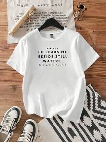 YOKASA Camiseta de mujer con estampado de letras de dibujos animados - Blanco-ZM245 - Ver 2