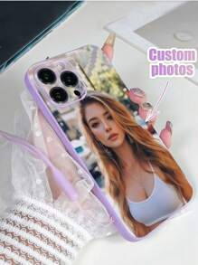 1 Stück anpassbares lila TPU Handyhülle & 1 Stück lila Silikon Schlüsselband, modisch, niedlich, personalisierbar, einzigartig, kompatibel mit Apple, Galaxy, Redmi, Honor, OPPO und anderen Smartphones, ideales Geschenk für Feste, Geburtstag, Jahrestag für Familie, Freunde, Paar