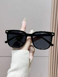 1pc Oversized Black Y2K Style Fashion Glasses, Suitable For Summer Beach Vacation, - Black - View 2