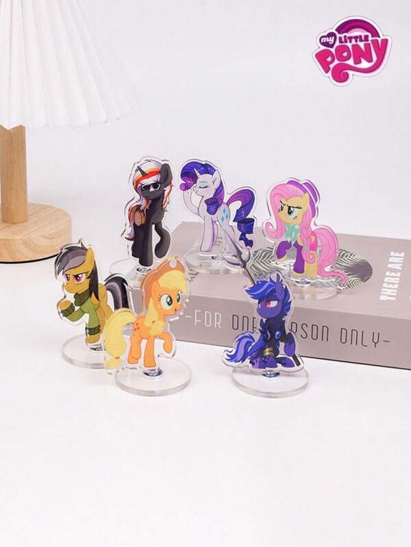 MY LITTLE PONY 1 pieza Decoración de escritorio giratoria de acrílico con diseño del Pequeño Pony, adecuada como regalo para fiestas, cumpleaños, decoración festiva, se puede obsequiar a amigos, familia, recuerdo de graduación