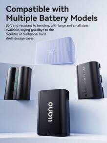 Llano 3-Slot Camera Battery Silicone Storage Case Shockproof Drop-Resistant Universal Fit For NP-FW50, NP-W126S, LP-E17, EN-EL25, Etc.