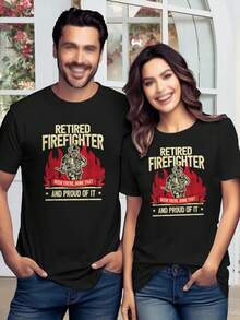 Camiseta de bombero retirado - Camiseta gráfica de manga corta para hombre con diseño de bombero - Regalo perfecto para bomberos retirados, héroes del departamento de bomberos, primeros respondedores - Camiseta de algodón cómoda - Negro - Ver 1