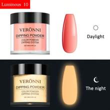 VERONNI 12 couleurs de poudre à tremper qui brillent dans le noir, avec un effet de dégradé rêveur, parfait pour les ongles de fête et le nail art DIY créatif