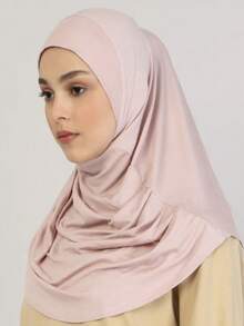 1件装女士纯色速戴头巾，休闲褶皱头饰，实用头巾，可作头巾、长款头巾、速戴头巾，适合日常佩戴，四季皆宜。 - 褶皺頭巾 - 查看 3