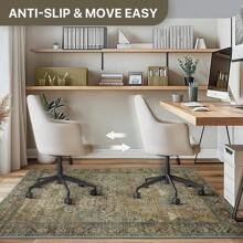 36"X48" Office Chair Mat For Hardwood Tile Floor,  Under Desk Carpet Protector For Rolling Computer Chair Mat,  Machine Washable Area Rug,  Anti-Slip 1/5" Thick Low Pile Thin Vinyl Floor Mat,  Sepia