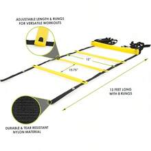 Escalera de agilidad ProSource Fit Speed de 8, 12 y 20 peldaños para entrenamiento de velocidad y ejercicios de agilidad deportiva con bolsa de transporte gratuita - Amarillo - 8 peldaños - Ver 7