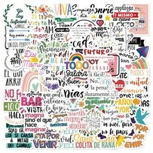 50pcs Spanish Inspirational Stickers For Notebook, Diary, Wall, Photo Frame, Photo Album, Teacher's Day, Halloween Gifts, School Supplies,Back To School - Multicolor - View 9