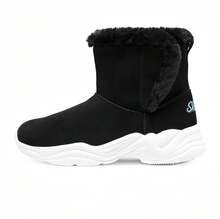 Skechers Girls' New Style Velvet Warm Snow Boots Comfortable Casual Short Boots - Black - View 1
