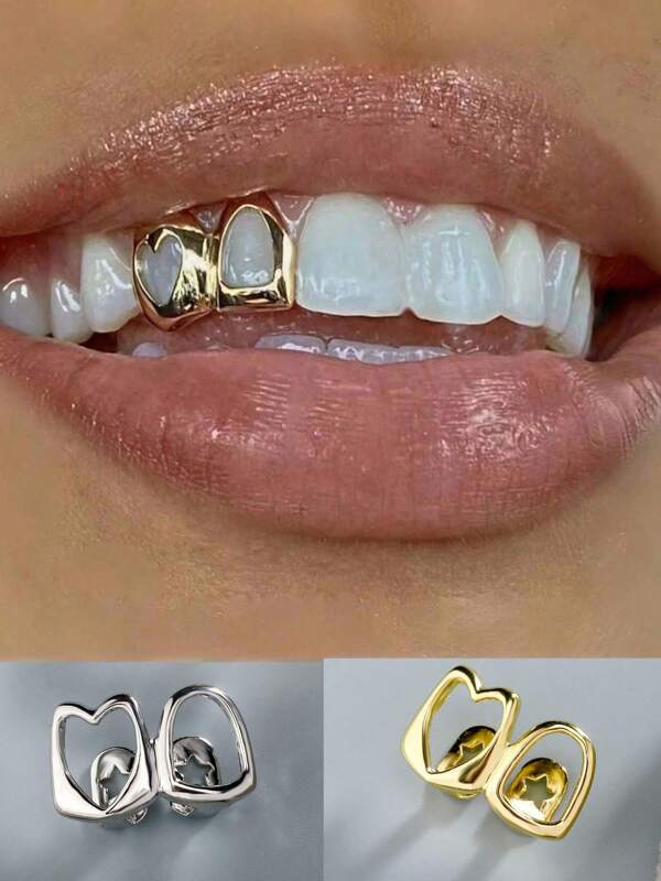 Gold Teeth Jewelry Gold Grillz Teeth Hip Hop Dental Jewelry Safe Tooth Cap For Rappers, Halloween Costume & Streetwear Accessories