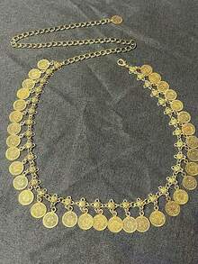 1pc Women's Versatile Coin Tassel Boho Beach Vacation Metallic Body Chain Waist Decoration - Silver - View 11