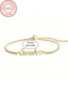 925 Silver Custom Personalized Name Anklet Jewelry With Nameplate Charms, Vacation, Party And Christmas, Mother's Day, Valentine's Day, Thanksgiving Gifts Gifts For Her (Customization In English Only) - Multicolor - View 3