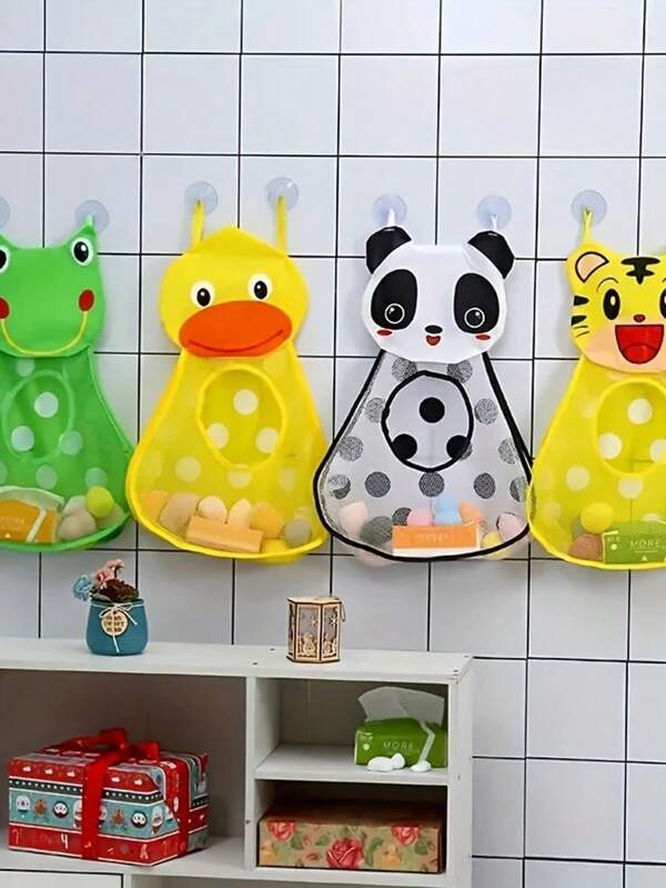 1 Stück Kinder Badezimmer Cartoon Aufbewahrungstasche zum Aufhängen, Badespielzeug Aufbewahrungsnetz, Badezimmer Saugnapf Hängetasche, große Cartoon Tier Spielzeug Aufbewahrungskorb