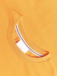 100% Cotton T-shirt, Tokyo architectural style graphic print, spring and summer short-sleeved women's tops, loose casual and versatile clothing, suitable for beach holiday, outdoor sports, golden ellow tops