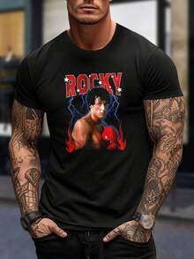 Camiseta de Rocky Balboa - Merchandising oficial de la película de boxeo - Camiseta gráfica vintage - Tallas para hombre, mujer y tallas grandes - Negro - Ver 1