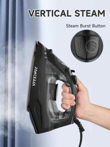 PANCERKA Powerful Compact Steam Iron For Clothes, Wool, Poly, Silk, Linen, Nylon Ironing, Fabric Steamer, Nonstick Plate, SmartSteam, Anti-Drip, Auto Shut Off(EU Plug) - EU E Type Plug(220-240V) - View 3