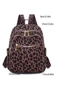 Women's Fashionable Leopard Print Backpack, Suitable For Daily Commute, School Backpack - Purple - View 2