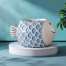 1pc Fish-Shaped Planter: Resin Outdoor Decor For Christmas, Thanksgiving, Valentine's Day, Father's Day, Mother's Day - No Feathers, No Electricity Required