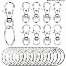 30/50pcs Metal Lobster Clasp With Key Chain, Key Ring Accessory Kit For DIY Craft Metal Key Chain Hook, Keychain With Lobster Claw Clasp - Keychain+Flat Ring - View 16