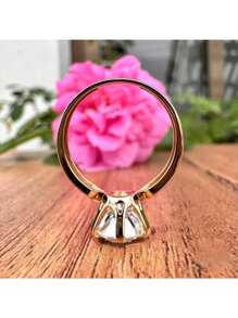 1 pièce Bague ronde élégante et luxueuse, bague de fiançailles, bague de mariage à six griffes, cadeau d'anniversaire pour les femmes, pour toutes les occasions (sans boîte)