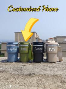 Taza de acero inoxidable aislada de 12 oz con diseño minimalista, taza de auto portátil con cordón, taza para helado, taza de café con doble capa al vacío, personalizada en un paquete