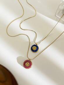 Monlansher Nuova collana con ciondolo rotondo in pietra lavorato a mano in acciaio inossidabile per donna, gioielleria di moda minimalista di lusso, disponibile in più colori
