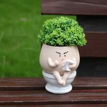 1pc 2-In-1 Funny Planter Pot With Drainage Hole - Resin Indoor/Outdoor Planter, Suitable For Succulents And Cacti, Self-Watering Function, Great For Home And Garden Decor, Garden Decoration | Quirky Design | Durable Resin