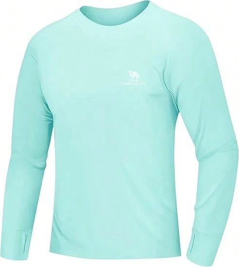CAMEL CROWN Men Sun Protection Shirts UV SPF UPF 50+ Long Sleeve Rash Guard Fishing Running Swim T-Shirt Quick-Dry Lightweight