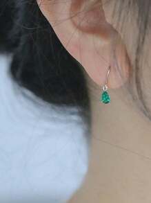 BALMORA 1 paire de boucles d'oreilles goutte d'eau en zircone verte en argent sterling S925 pour femmes, accessoires mode et élégants pour un port quotidien, le meilleur cadeau d'anniversaire pour les amis