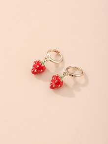 1 Pair Creative Strawberry Shaped Earrings, Ins Style - Multicolor - View 2