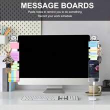 Office Desk Accessories 2pcs Monitor Memo Board Computer Message Board - Computer Side Panel Memo Creative Monitor Side Panel With Phone Holder Suitable For Office Home Desktop (With Grease Pencil)