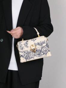 2025 Fashion New Women Bag High Quality Luxury Niche Design High-End Embroidered Leather Small Square Bag White Exquisite Elegant Handbag Shoulder Messenger Bag, Special Lock Design - White - View 7