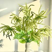 1/3支人造绿色植物枝条，仿蕨类叶子，适用于DIY花墙、场景装饰、客厅卧室花瓶插花、婚礼、派对、家居装饰、桌面摆件。秋冬季落叶植物，家居装饰、桌面装饰、农舍风格装饰，户外抗紫外线人造花，适用于悬挂式花园、门廊、窗台、户外装饰。 - 綠色 - 查看 5