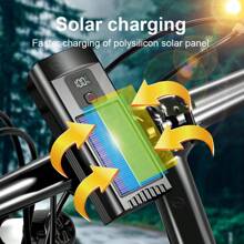 Luz Solar Recarregável para Bicicleta, À prova d'água com Visor Digital, Equipamento de Ciclismo Multifuncional, Luz de Ciclismo Noturna Ultra Brilhante, Anti-ofuscante, Fácil de Desmontar e Montar, Luz de Ciclismo para Atividades ao Ar Livre
