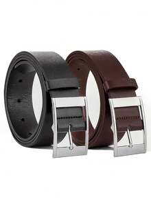 Men's Casual Pin Buckle Belt, Rectangular Buckle PU Leather Belt - Multicolor - View 7