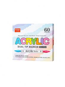 GuangNa 60/120/168 色双头丙烯酸马克笔 - 水彩笔马克笔无需按压的液体笔，适用于在石头、玻璃、陶瓷、金属、木材上绘画和涂鸦 - 非常适合万圣节、圣诞节、复活节、感恩节和新年工艺品返校