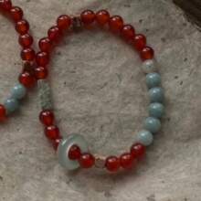 2pcs Chinese Style Minimalist Natural Stone Bracelets, Vintage Niche Design Cool Touch Stacked Bracelets, Women Natural Red Agate Beaded Bracelet, Holiday Gift