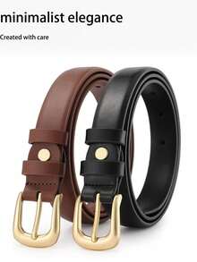 1pc/2pcs-Fashionable Women Belt With Metal Buckle, Suitable For Various Festivals, Parties And Casual Occasions